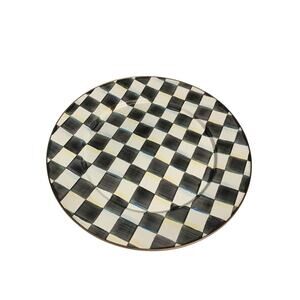 Mackenzie Childs Courtly Check Enamel Round Serving Tray Platter 16"